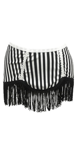 Pin Up Collection (Black and White Mini Skirt with Black Fringe)