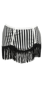 Pin Up Collection (Black and White Mini Skirt with Black Fringe)