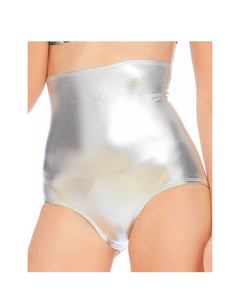 High Waisted Metallic with Zipper Dance Shorts/Briefs