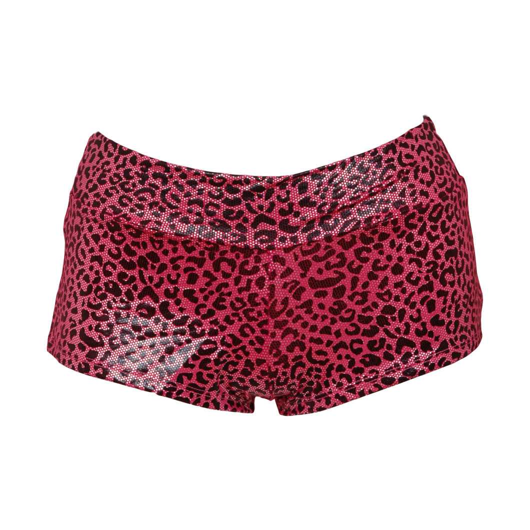 Shiny Leopard Print Boyshort - Pink/Black